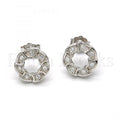 Sterling Silver 02.175.0058 Stud Earring, with White Micro Pave, Polished Finish, Rhodium Tone