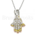 Bruna Brooks Sterling Silver 04.336.0201.16 Fancy Necklace, Hand of God Design, Polished Finish, Tri Tone