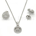 Sterling Silver 10.174.0068 Earring and Pendant Adult Set, with White Micro Pave, Polished Finish, Rhodium Tone
