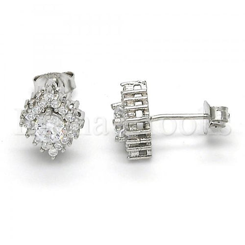 Bruna Brooks Sterling Silver 02.285.0077 Stud Earring, with White Cubic Zirconia, Polished Finish,