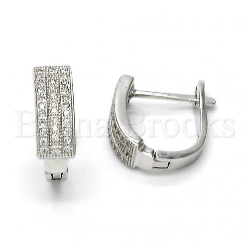 Bruna Brooks Sterling Silver 02.175.0095.15 Huggie Hoop, with White Micro Pave, Polished Finish, Rhodium Tone