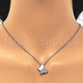 Sterling Silver 04.336.0039.16 Fancy Necklace, Butterfly Design, with White Crystal, Polished Finish, Rhodium Tone