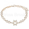 Sterling Silver Fancy Bracelet, Star of David Design, with Cubic Zirconia, Rhodium Tone