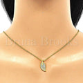 Sterling Silver 04.336.0194.2.16 Fancy Necklace, Leaf Design, with White Crystal, Polished Finish, Golden Tone