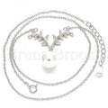 Sterling Silver 04.336.0136.16 Fancy Necklace, with White Cubic Zirconia and Ivory Pearl, Polished Finish, Rhodium Tone