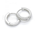 Sterling Silver 02.332.0006.12 Huggie Hoop, with White Micro Pave, Polished Finish, Rhodium Tone