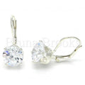 Sterling Silver Leverback Earring, with Cubic Zirconia,