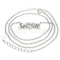 Sterling Silver Fancy Necklace, Mom and Heart Design, with Crystal, Rhodium Tone