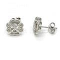 Bruna Brooks Sterling Silver 02.285.0006 Stud Earring, with White Micro Pave, Polished Finish, Rhodium Tone