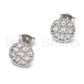 Sterling Silver 02.285.0012 Stud Earring, with White Cubic Zirconia, Polished Finish, Rhodium Tone