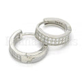 Sterling Silver 02.175.0183.15 Huggie Hoop, with White Micro Pave, Polished Finish, Rhodium Tone