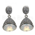 Rhodium Plated Dangle Earring, with Swarovski Crystals and Cubic Zirconia, Rhodium Tone