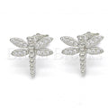 Sterling Silver 02.336.0043 Stud Earring, Dragon-Fly Design, with White Micro Pave, Polished Finish, Rhodium Tone