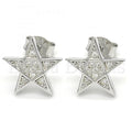 Sterling Silver 02.336.0072 Stud Earring, Star Design, with White Micro Pave, Polished Finish, Rhodium Tone