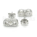 Sterling Silver Stud Earring, Infinite and Heart Design, with Crystal, Rhodium Tone
