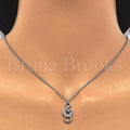 Sterling Silver 04.336.0011.16 Fancy Necklace, Music Note Design, with White Crystal, Polished Finish, Rhodium Tone