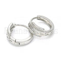 Sterling Silver 02.175.0174.15 Huggie Hoop, with White Micro Pave, Polished Finish, Rhodium Tone