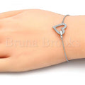 Sterling Silver 03.336.0003.07 Fancy Bracelet, Heart Design, with White Micro Pave, Polished Finish, Rhodium Tone