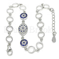 Sterling Silver Fancy Bracelet, with Cubic Zirconia, Rhodium Tone