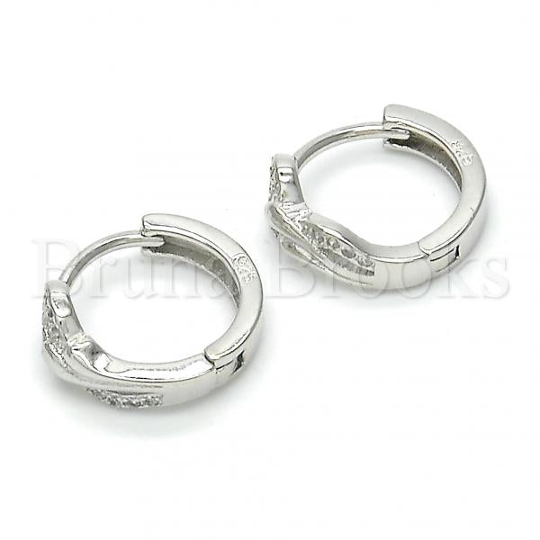 Sterling Silver 02.175.0166.15 Huggie Hoop, with White Micro Pave, Polished Finish, Rhodium Tone