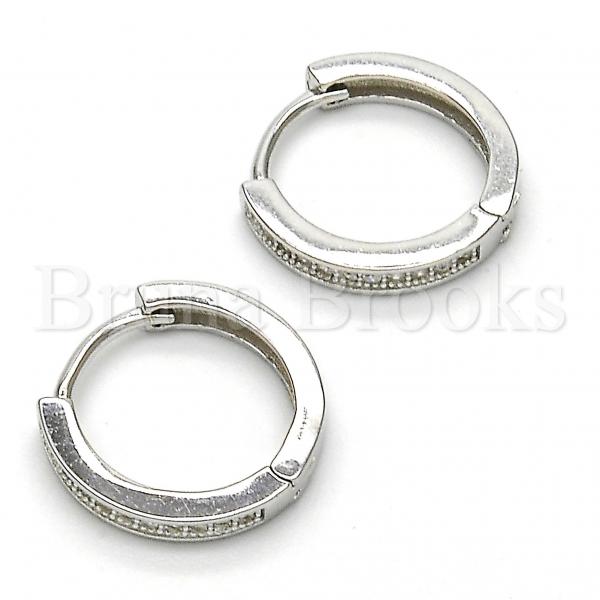 Sterling Silver 02.186.0046.15 Huggie Hoop, with White Micro Pave, Polished Finish, Rhodium Tone