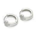 Sterling Silver 02.175.0161.15 Huggie Hoop, with White Micro Pave, Polished Finish, Rhodium Tone