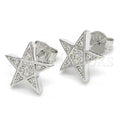 Sterling Silver 02.336.0072 Stud Earring, Star Design, with White Micro Pave, Polished Finish, Rhodium Tone