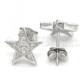 Sterling Silver 02.336.0072 Stud Earring, Star Design, with White Micro Pave, Polished Finish, Rhodium Tone