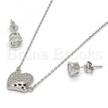 Sterling Silver 10.186.0004 Earring and Pendant Adult Set, with White Micro Pave, Polished Finish, Rhodium Tone