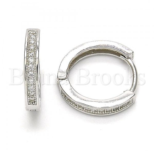 Bruna Brooks Sterling Silver 02.186.0046.15 Huggie Hoop, with White Micro Pave, Polished Finish, Rhodium Tone