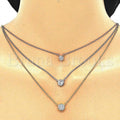 Sterling Silver 04.336.0095.16 Fancy Necklace, with White Cubic Zirconia, Polished Finish, Tri Tone