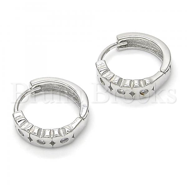 Sterling Silver 02.332.0009.15 Huggie Hoop, with White Cubic Zirconia, Polished Finish, Rhodium Tone