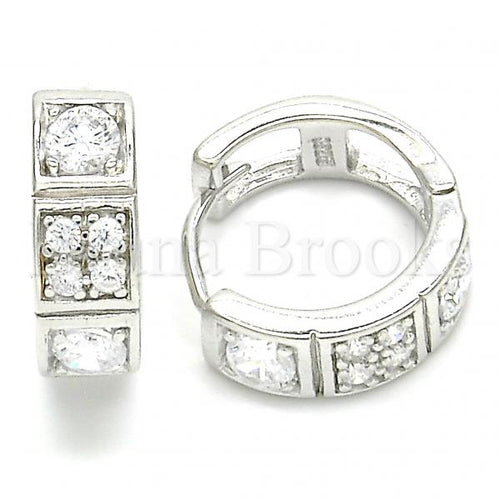 Bruna Brooks Sterling Silver 02.332.0051.15 Huggie Hoop, with White Cubic Zirconia, Polished Finish, Rhodium Tone