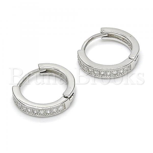 Sterling Silver 02.175.0186.15 Huggie Hoop, with White Micro Pave, Polished Finish, Rhodium Tone