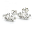 Sterling Silver 02.336.0006 Stud Earring, Crown Design, with White Crystal, Polished Finish, Rhodium Tone