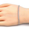 Sterling Silver Fancy Bracelet, with Crystal, Rhodium Tone