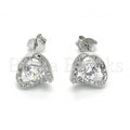 Sterling Silver 02.186.0109 Stud Earring, with White Cubic Zirconia, Polished Finish, Rhodium Tone