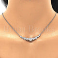 Sterling Silver 04.336.0135.16 Fancy Necklace, with White Cubic Zirconia, Polished Finish, Rhodium Tone