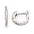 Bruna Brooks Sterling Silver 02.291.0007.15 Huggie Hoop, with White Crystal, Polished Finish, Rhodium Tone