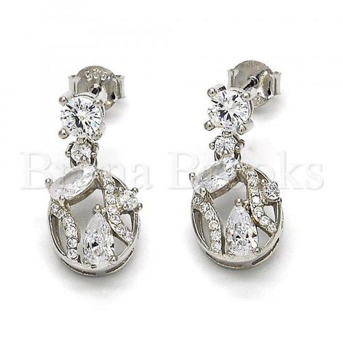 Bruna Brooks Sterling Silver 02.175.0135 Dangle Earring, with White Cubic Zirconia, Polished Finish, Rhodium Tone