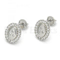 Sterling Silver 02.186.0107 Stud Earring, with White Crystal, Polished Finish, Rhodium Tone