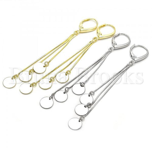 Sterling Silver Long Earring, Golden Tone