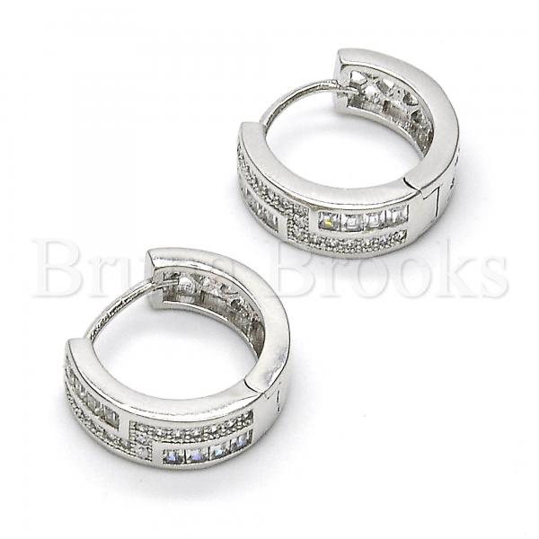 Sterling Silver 02.174.0063.15 Huggie Hoop, with White Cubic Zirconia and White Micro Pave, Polished Finish, Rhodium Tone
