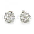 Sterling Silver 02.175.0116 Stud Earring, with White Cubic Zirconia, Polished Finish, Rhodium Tone
