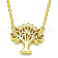 Sterling Silver Fancy Necklace, Tree Design, with Crystal, Rhodium Tone