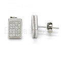 Bruna Brooks Sterling Silver 02.175.0099 Stud Earring, with White Micro Pave, Polished Finish, Rhodium Tone