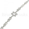 Sterling Silver Fancy Bracelet, Star of David Design, with Cubic Zirconia, Rhodium Tone