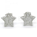 Sterling Silver 02.285.0081 Stud Earring, Star Design, with White Cubic Zirconia, Polished Finish, Rhodium Tone
