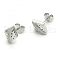 Sterling Silver 02.186.0112 Stud Earring, with White Micro Pave, Polished Finish, Rhodium Tone