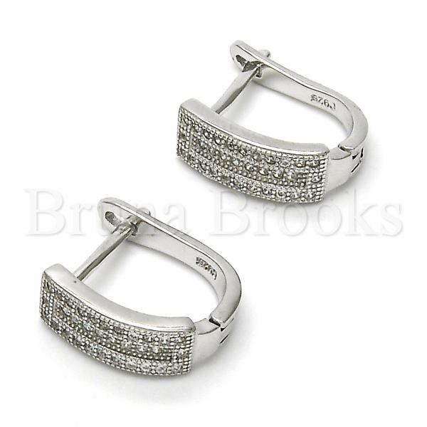 Sterling Silver 02.175.0095.15 Huggie Hoop, with White Micro Pave, Polished Finish, Rhodium Tone